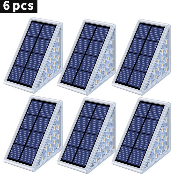 Angled Triangular Solar-Powered LED Stair Step Lights With Dusk-To-Dawn Sensor And Waterproof Mounting Stornfield
