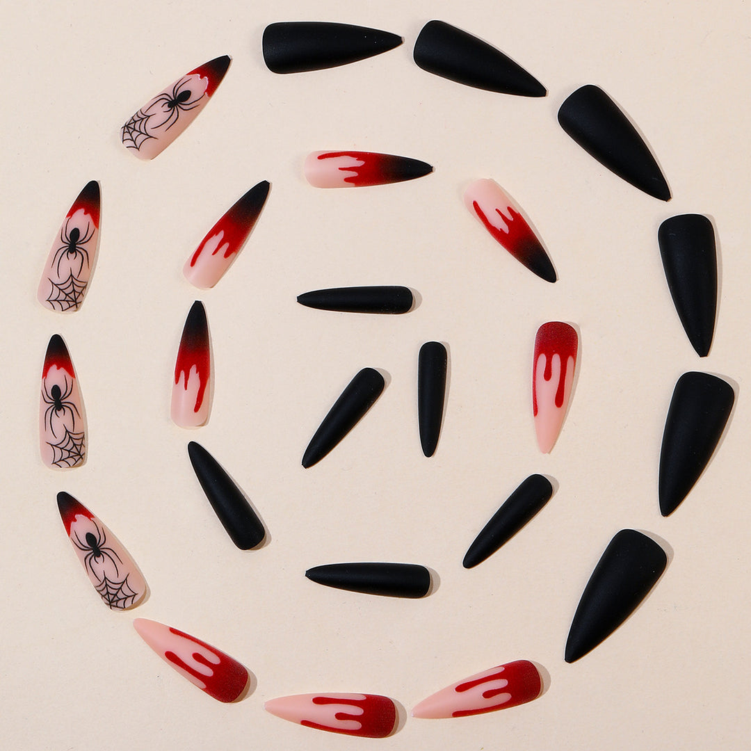 Gothic Halloween-Themed Stiletto Nail Art Extensions Stornfield 1789713400