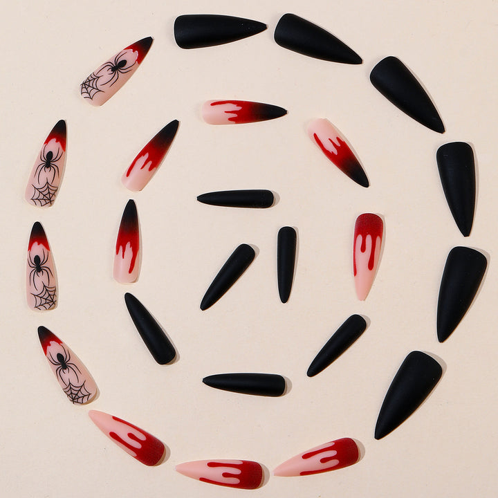 Gothic Halloween-Themed Stiletto Nail Art Extensions Stornfield 1789713400