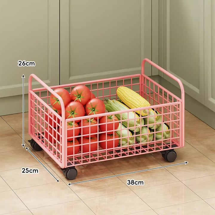 Modular Ventilated Mesh Pantry Trolley with Divided Shelves and Smooth Locking Casters