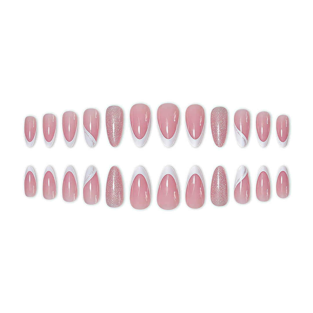 Elegant Glitter French Tip Nail Art Extensions Stornfield