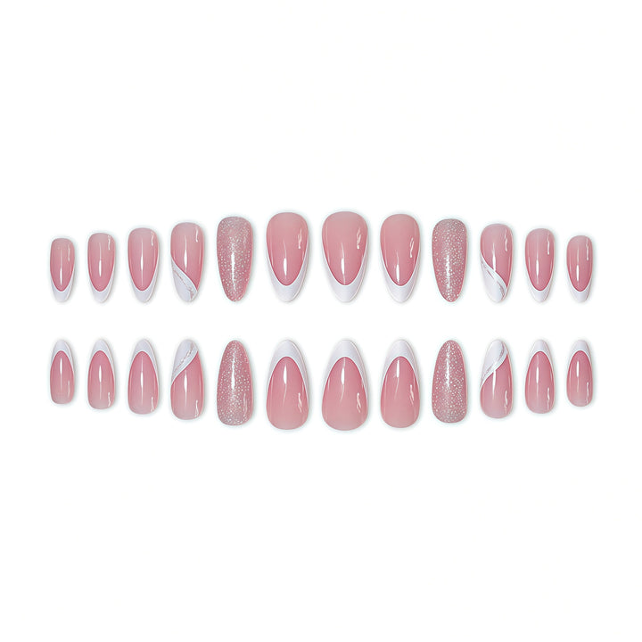 Elegant Glitter French Tip Nail Art Extensions Stornfield