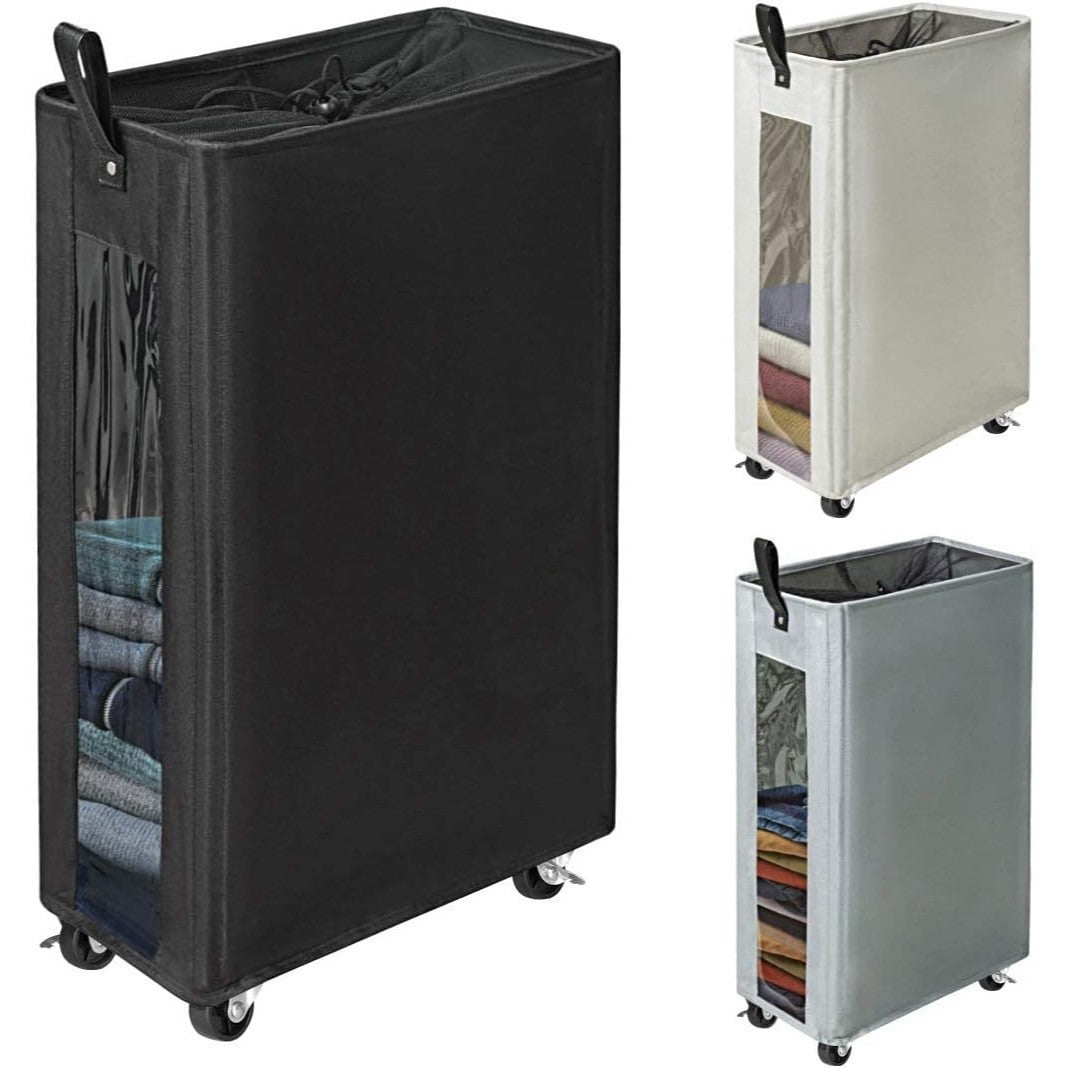 Modern laundry basket with wheels and viewing window Stornfield
