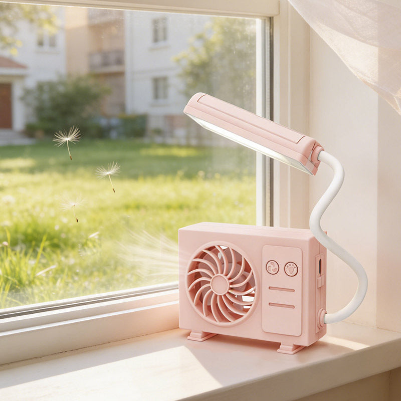 Women's multifunctional table lamp with integrated fan and flexible arm positioning Stornfield