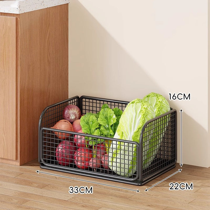 Compact Rolling Mesh Pantry Organizer Cart with Deep Ventilated Baskets and Locking Casters