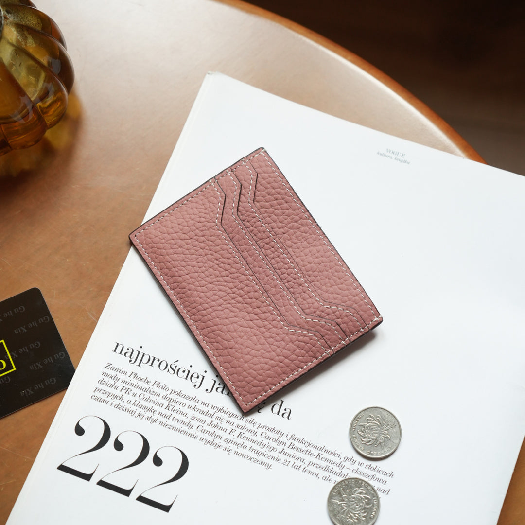 Textured Leather Card Holder Wallet
