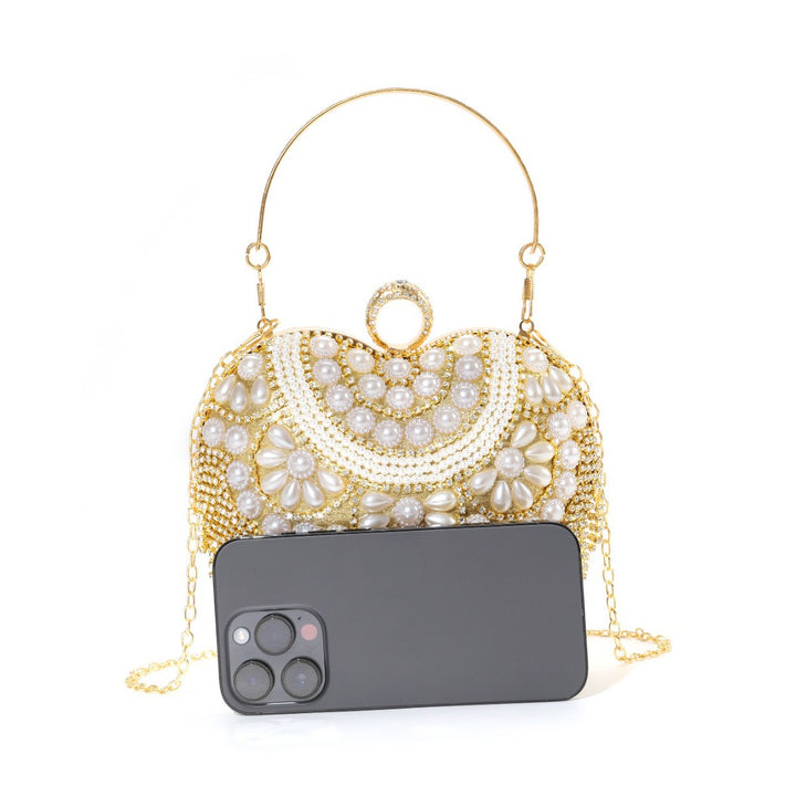 Heart-Shaped Crystal-Decorated Evening Handbag