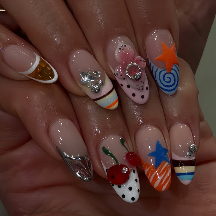 Artificial nails with creative design and sparkling accents Stornfield