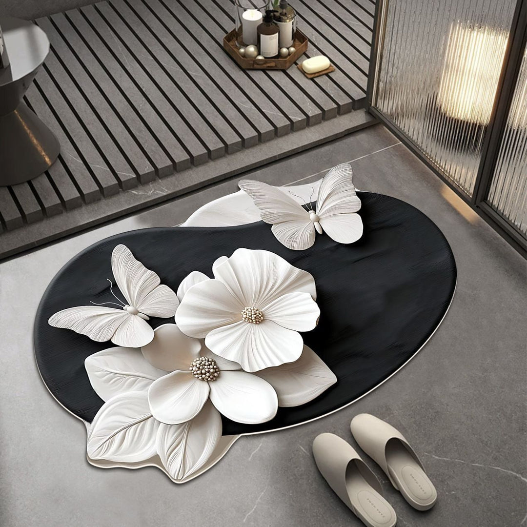 Elegant Butterfly Floral Bath Mat