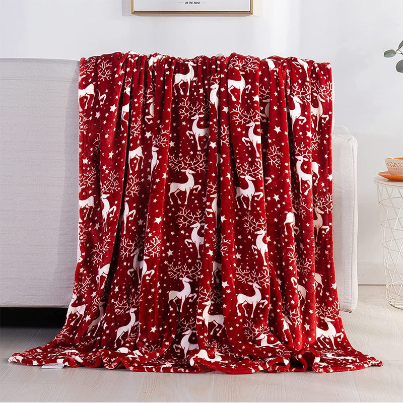 Festive Holiday-Themed Plush Throw Blanket