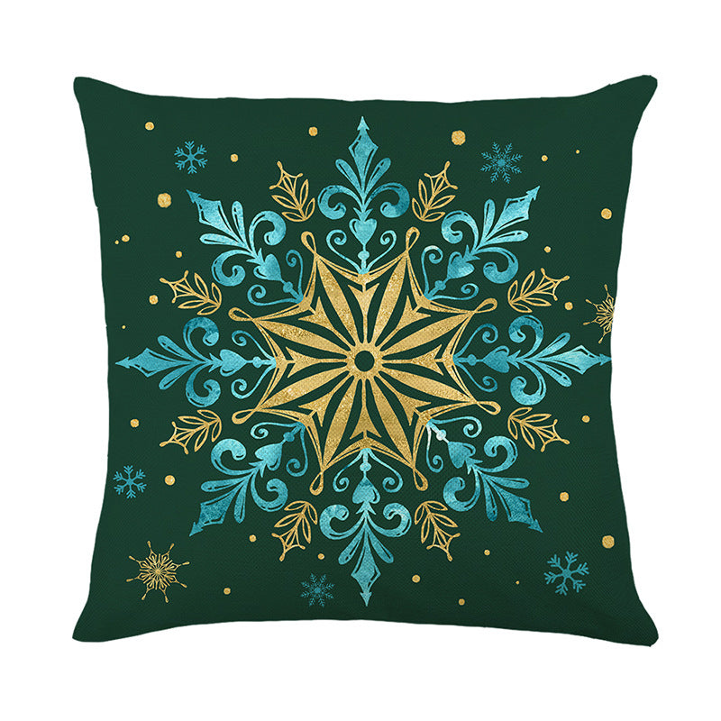 Decorative Snowflake Jacquard Throw Pillow Cover with Metallic Accents