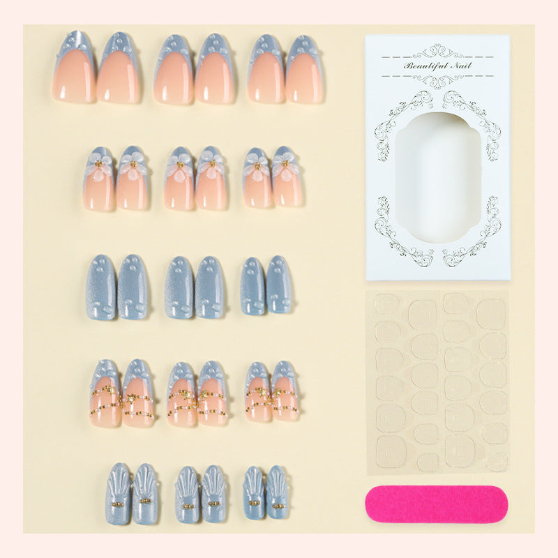 Decorative Press-On Nail Art Set with Gem Accents Stornfield