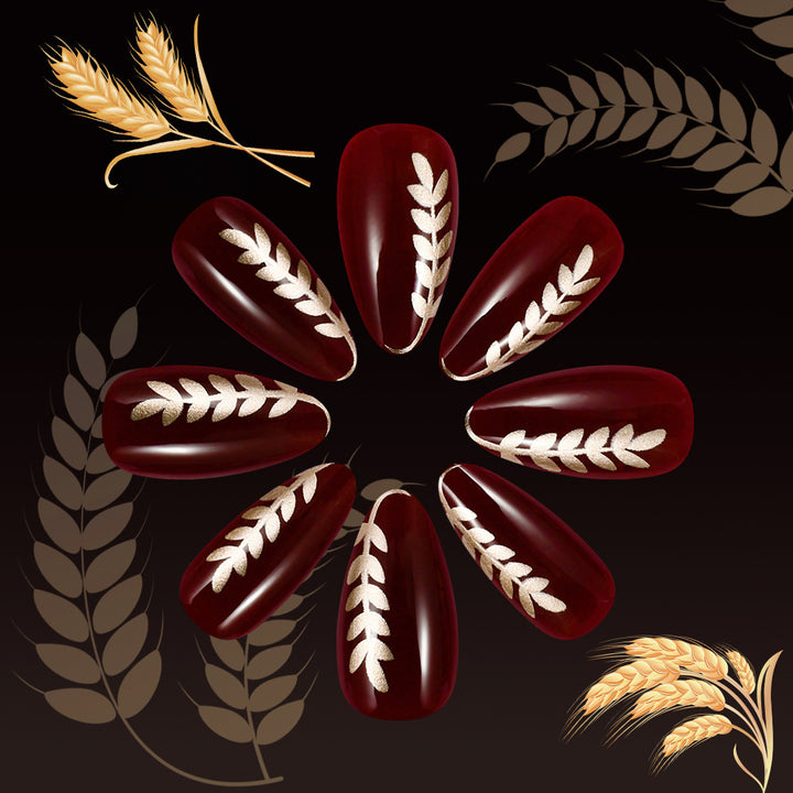 Elegant Botanical Press-On Nail Art Stornfield