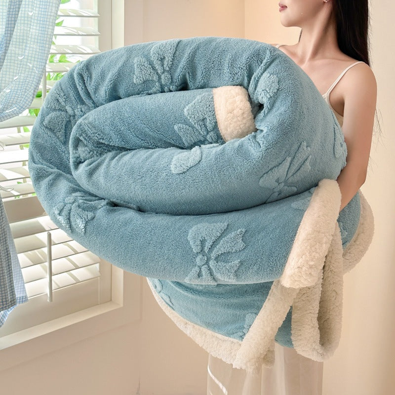 Plush Embroidered Throw Blanket