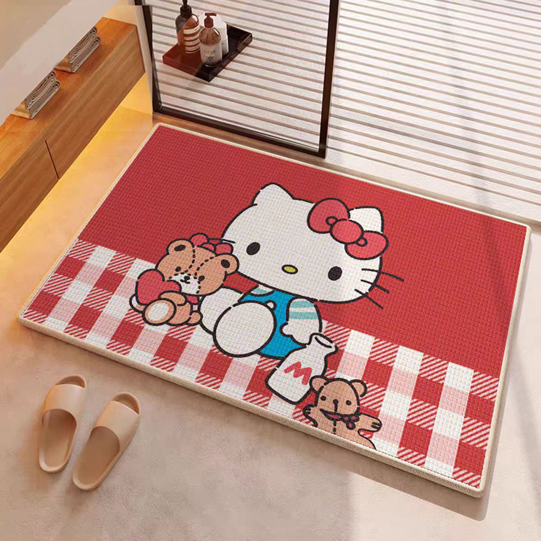Cartoon Character-Themed Plush Bath Mat for Bathroom