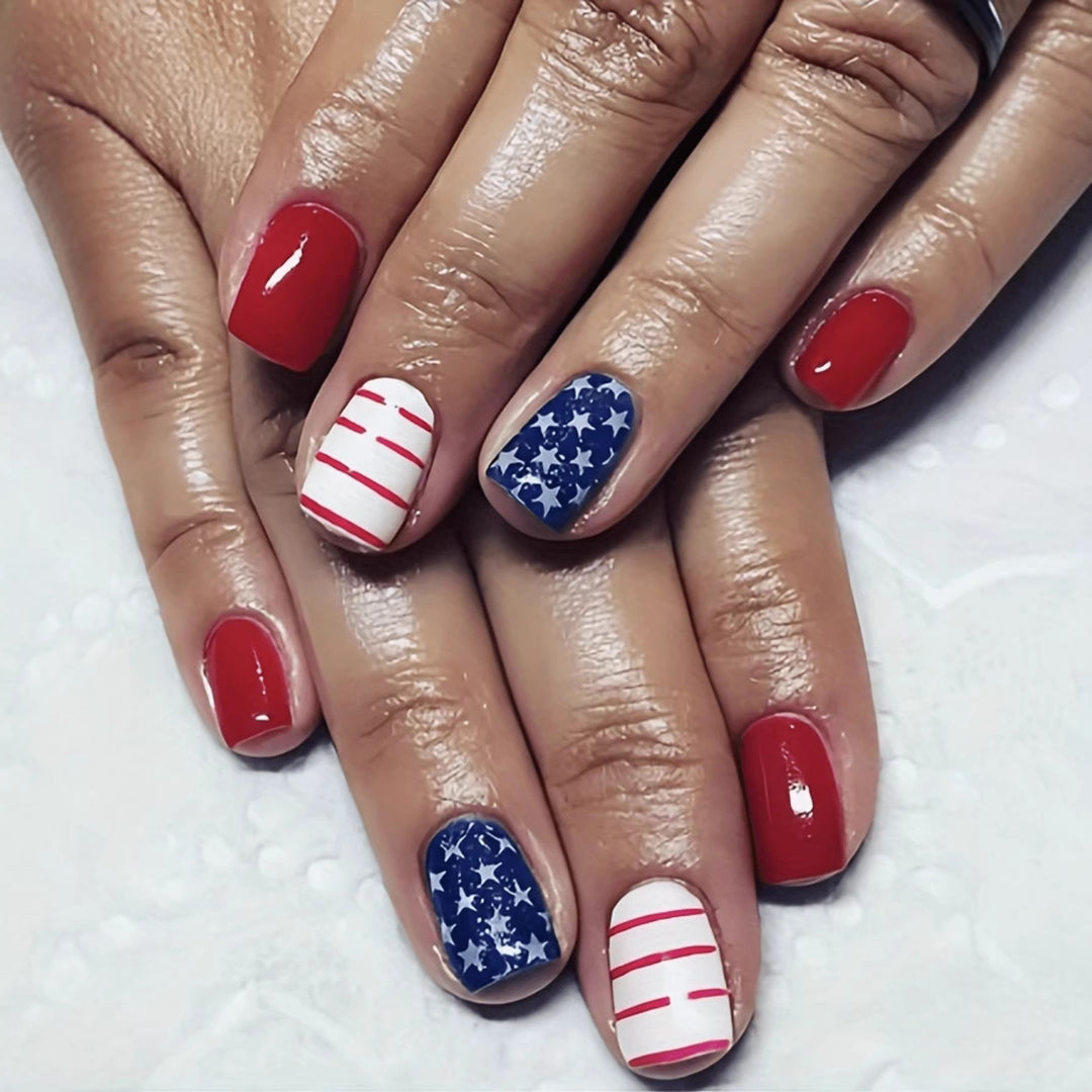 Patriotic Gel Nail Art Extensions Stornfield
