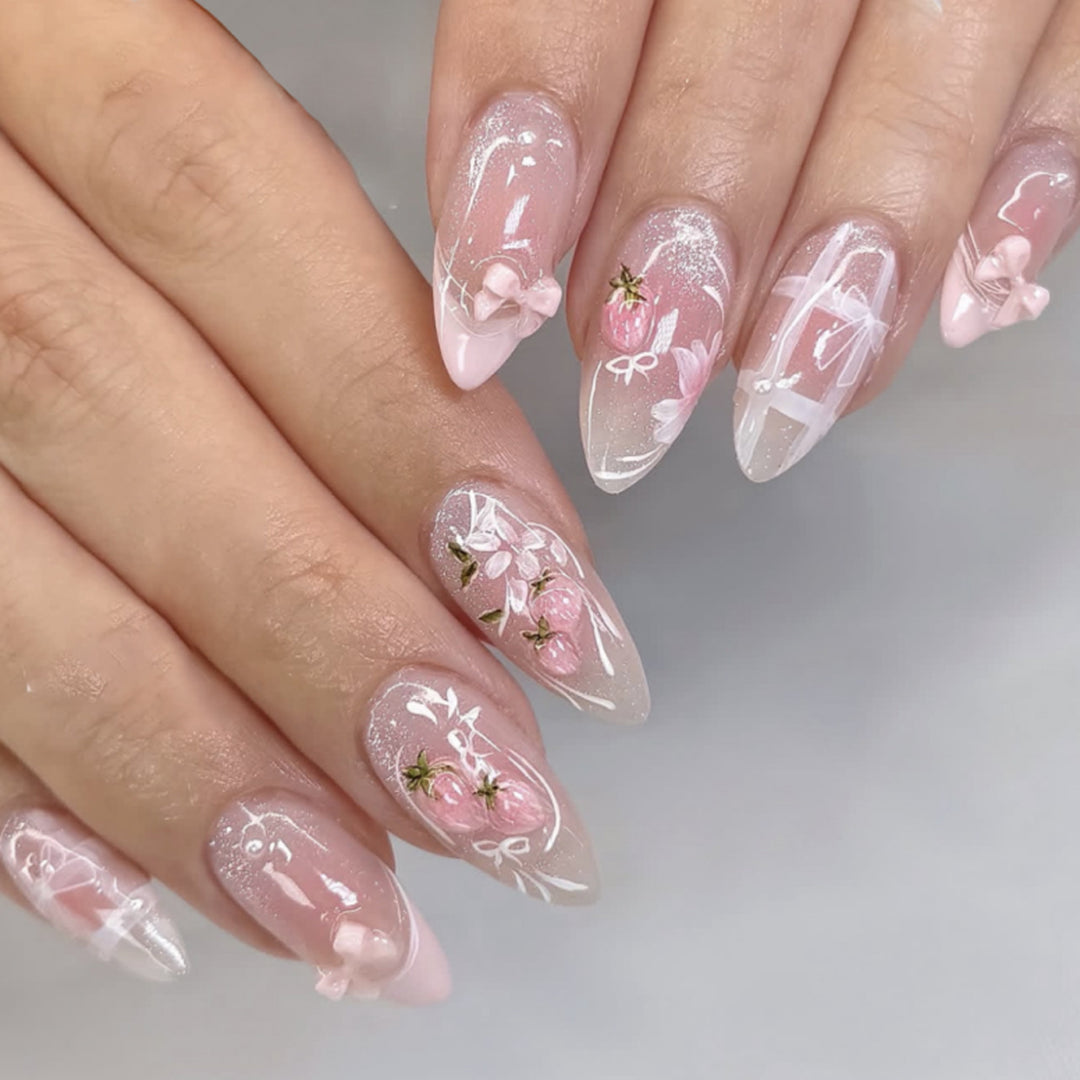 Artistic Nail Extensions with Floral Design Stornfield
