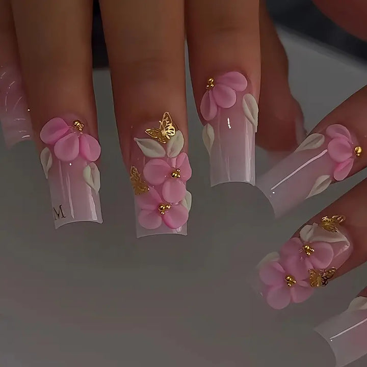 Floral-Accent Press-On Nail Art Stornfield