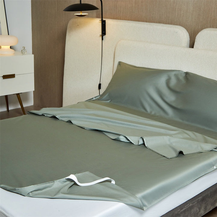 Luxurious satin bedding set with fitted sheet and pillowcase