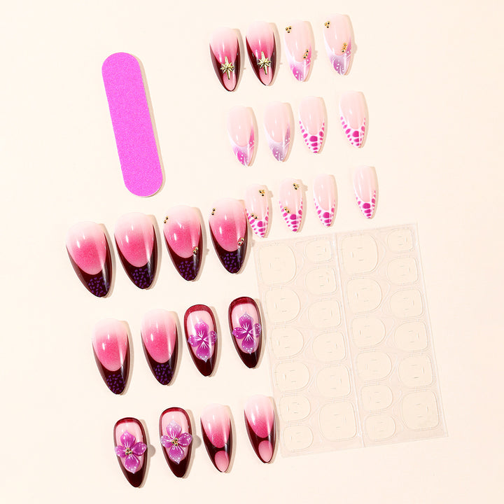 Floral-Accent Stiletto Nail Art Extensions Stornfield