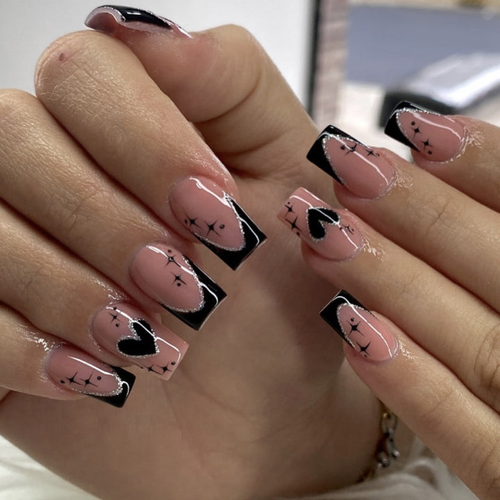 Gothic Heart-Accent Nail Art Extensions Stornfield