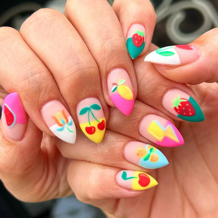 Artistic Fruit-Themed Press-On Nails Stornfield