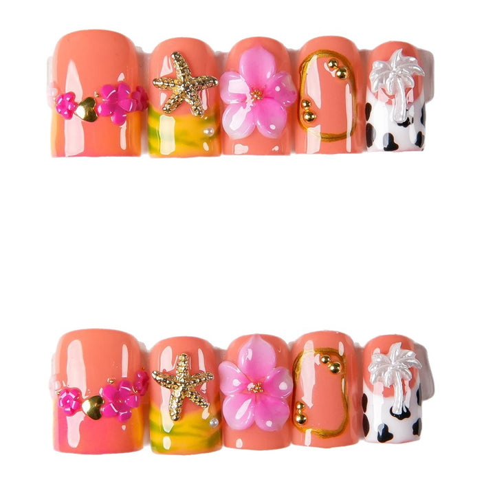 Floral Decoration Press-On Nail Set