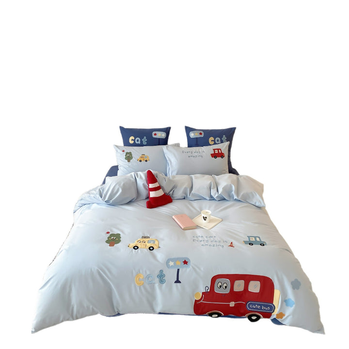 Children's Cartoon Embroidered Cotton Bedding Set