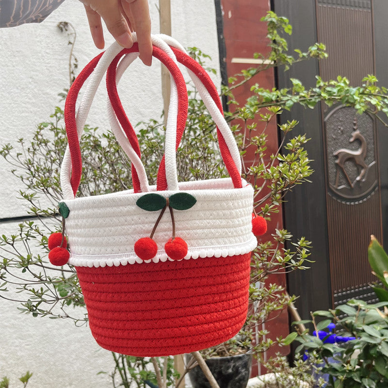 Ladies Playful Storage Basket with Pom-Pom Decoration Stornfield