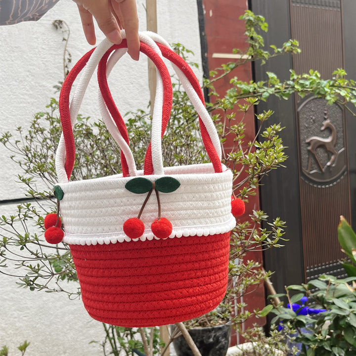 Ladies Playful Storage Basket with Pom-Pom Decoration Stornfield