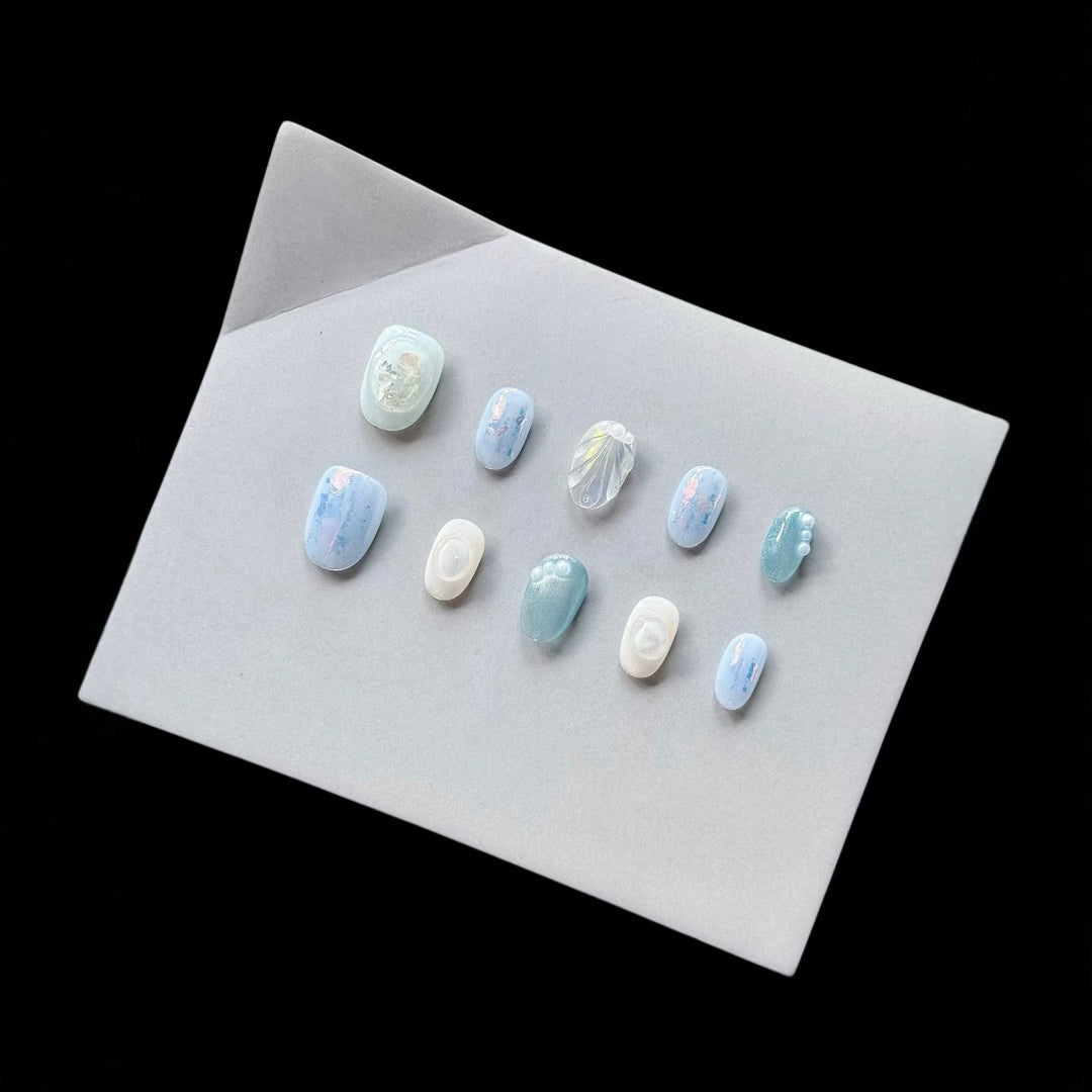 Decorative Press-On Nail Art Set with Unique Textures