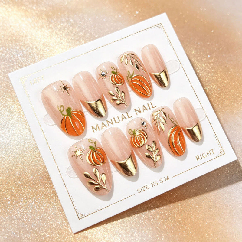 Festive Pumpkin Themed Press-On Nail Set