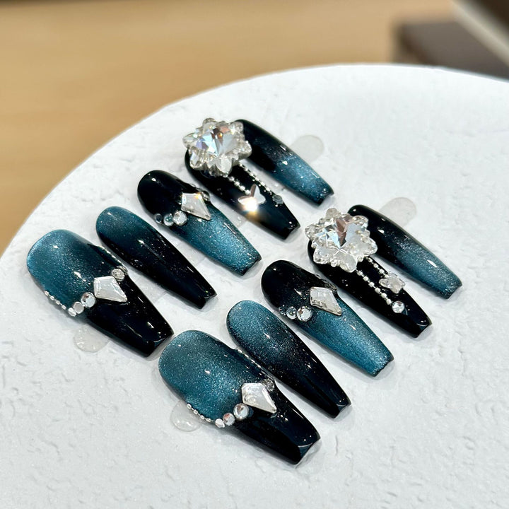 Glamorous Rhinestone-Accentuated Press-On Nails