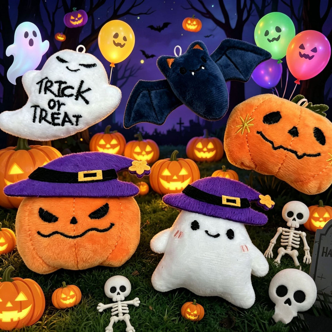 Cute Halloween Plush Ghost with Soft Cuddle Fabric and Embroidered Face