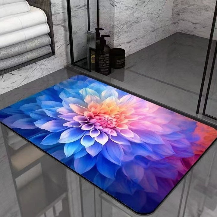 Floral Print Bathroom Mat