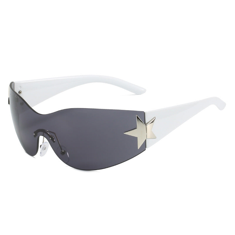Fashion-Forward Shield Sunglasses with Star Accent Stornfield