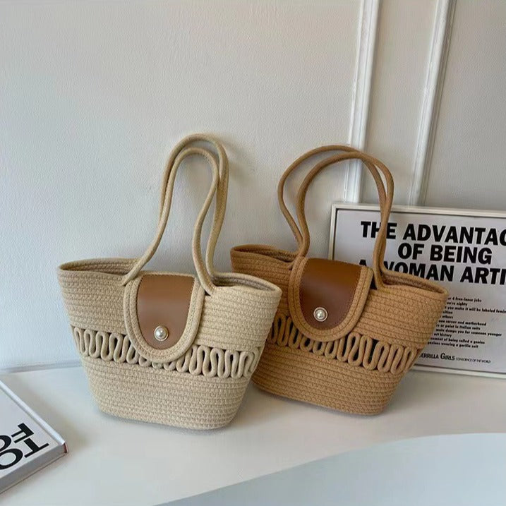Handcrafted basket bag with elegant leather trim Stornfield