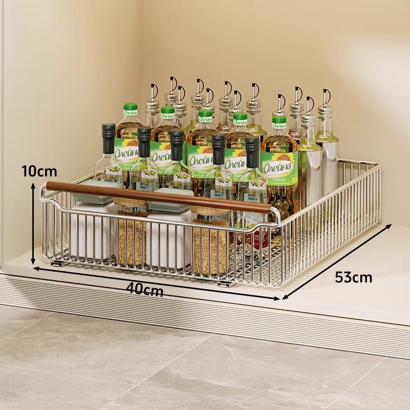 Stackable Metal Grid Pantry Storage Basket with Open Ventilated Frame and Integrated Carry Lip
