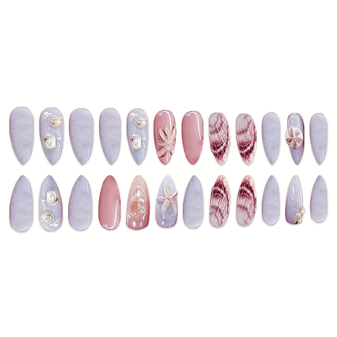 Shell-Decorated Press-On Nail Art Stornfield