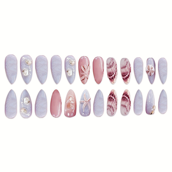 Shell-Decorated Press-On Nail Art Stornfield