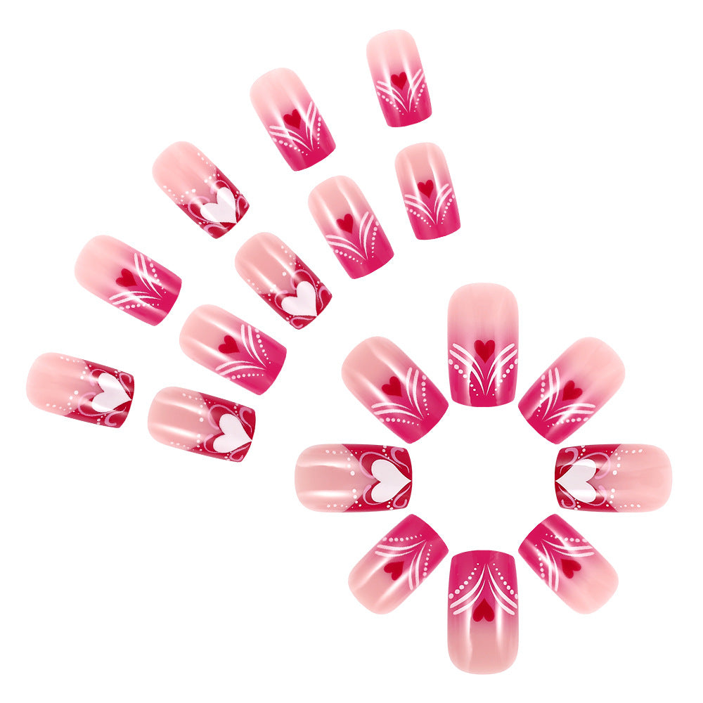 Heart-Embellished Press-On Nail Art Stornfield