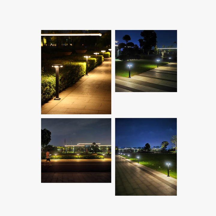Solar-Powered Low-Profile LED Pathway Bollard Light With Dual Downlights And Anchor Base Stornfield