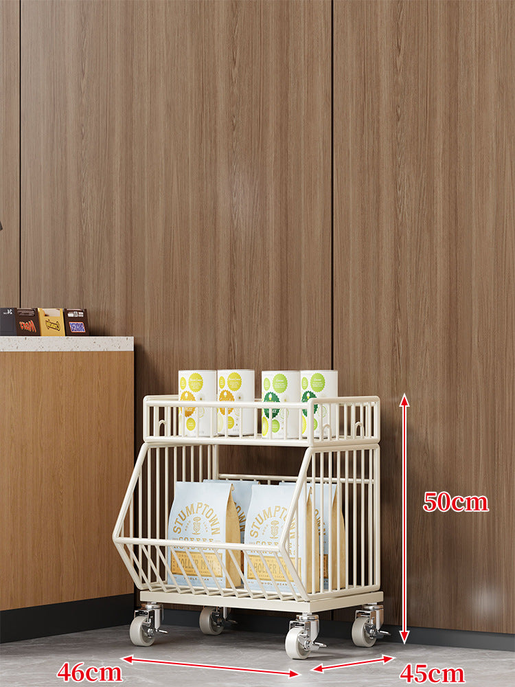 Three-Tier Mobile Wire Basket Organizer Cart