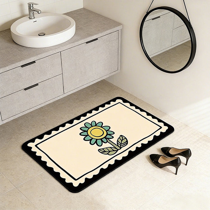 Decorative Floral Print Bath Mat Stornfield