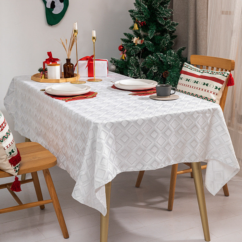 Woven jacquard tablecloth with diamond relief and easy-care cotton blend Stornfield