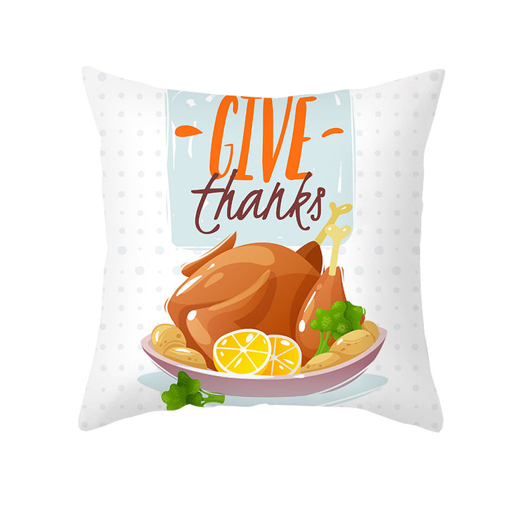 Square Removable Linen-Blend Thanksgiving Pumpkin Watercolor Throw Pillow Cover