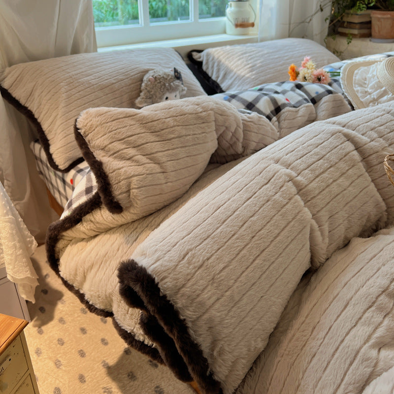 Plush Faux Fur Reversible Comforter Set