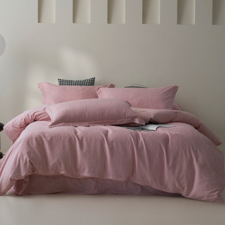 Bedding set made of cotton percale with geometric check pattern, breathable and easy to iron