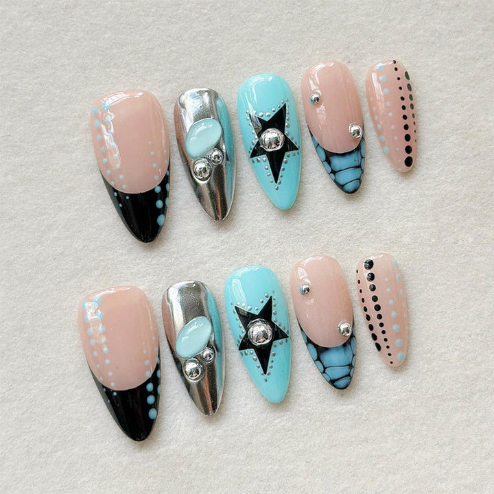 Artistic Press-On Nail Collection with Decorative Elements Stornfield