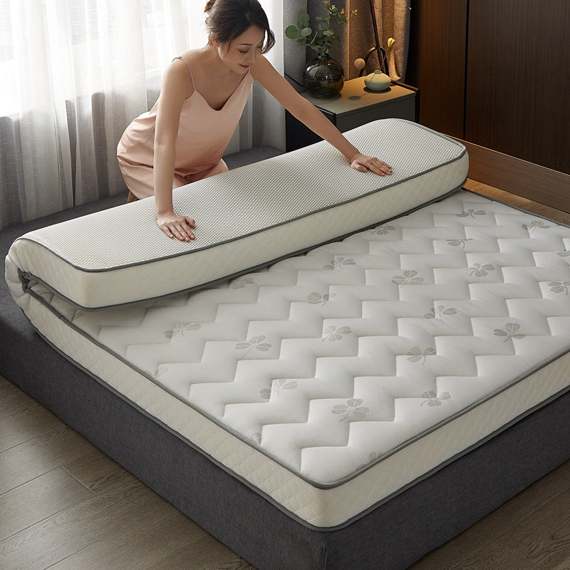 Foldable Quilted Memory Foam Mattress Topper with Breathable Knit Cover & Non-Slip Base